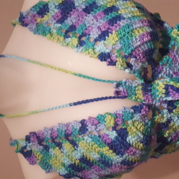 Butterfly top, hand crafted crochet, blue, green, purple NWOT - Picture 2 of 16